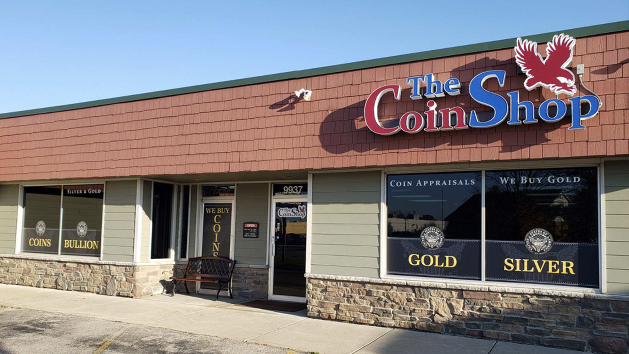 The Coin Shop exterior in Brighton, Michigan